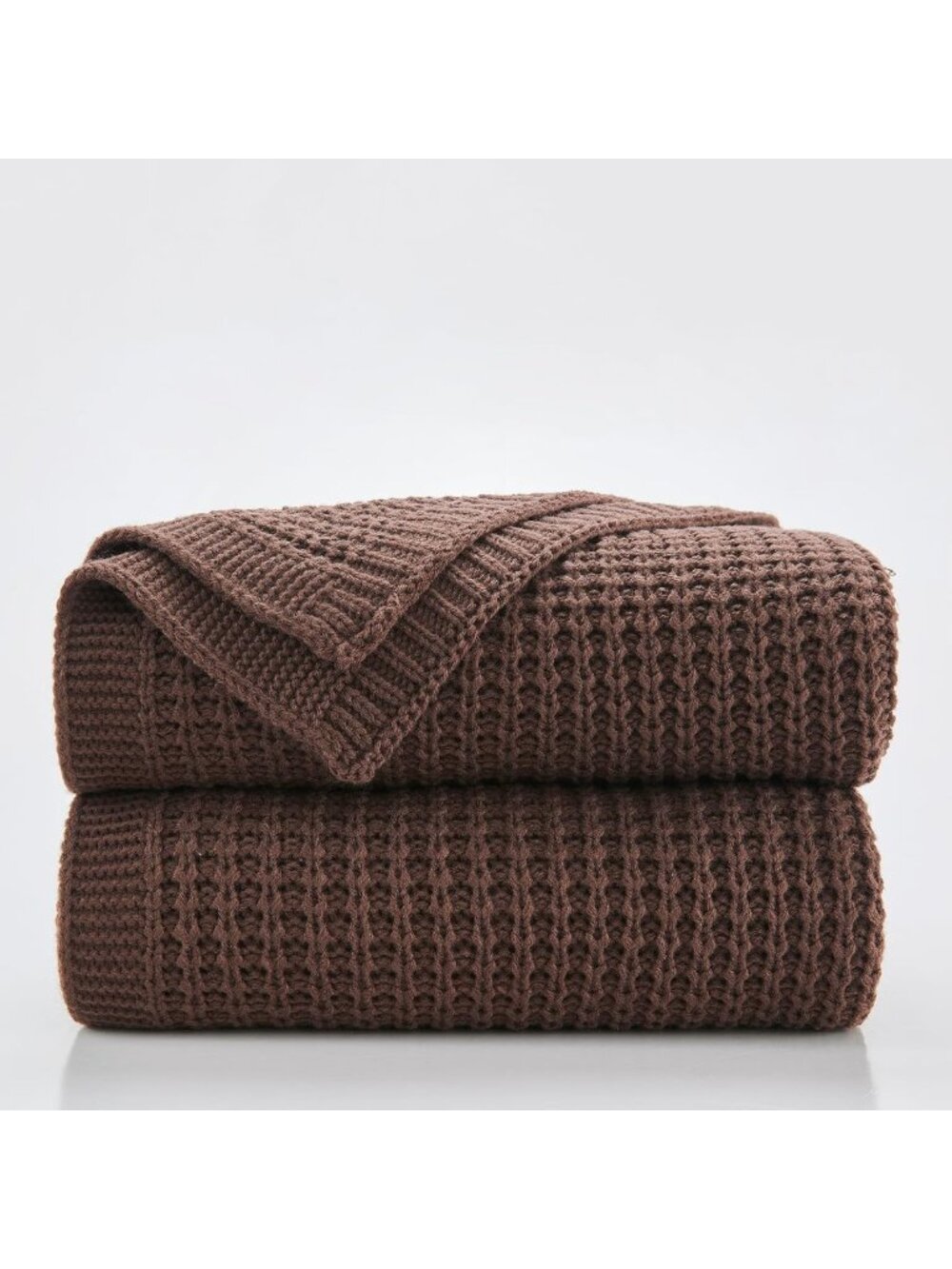 Cozy Dark Brown Cable Knit Throw Blanket | 50"x60" | Fisherman's Rib Design
